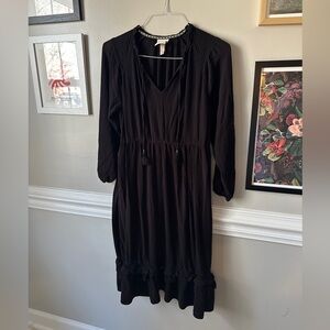 Knox Rose Black Boho Midi Dress, size M